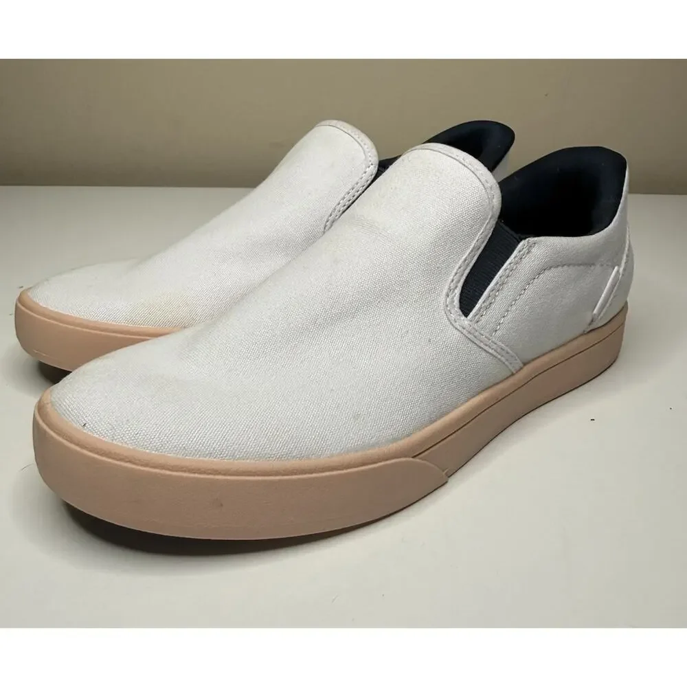 Kizik Venice Sneaker Unisex Womens 8.5 Mens 7 White Canvas Slip On Casual Loafer